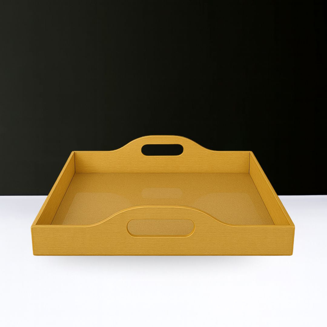 Gold Lucite Tray with Handles