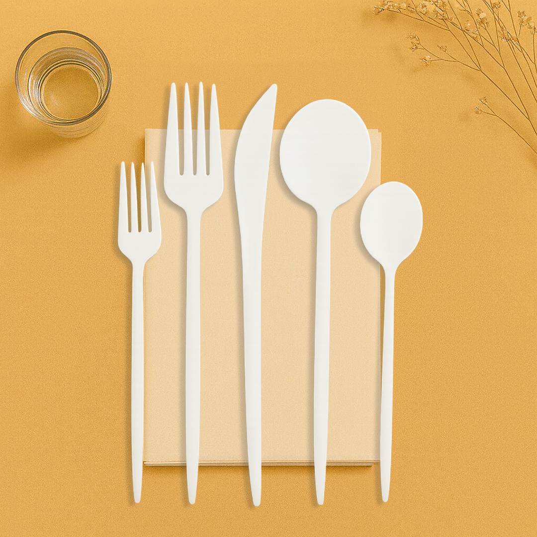 Flatware in White- 40 Count