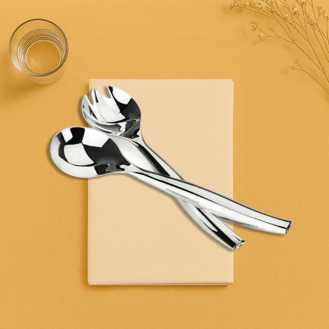Silver Salad Serving Spoon & Fork Set