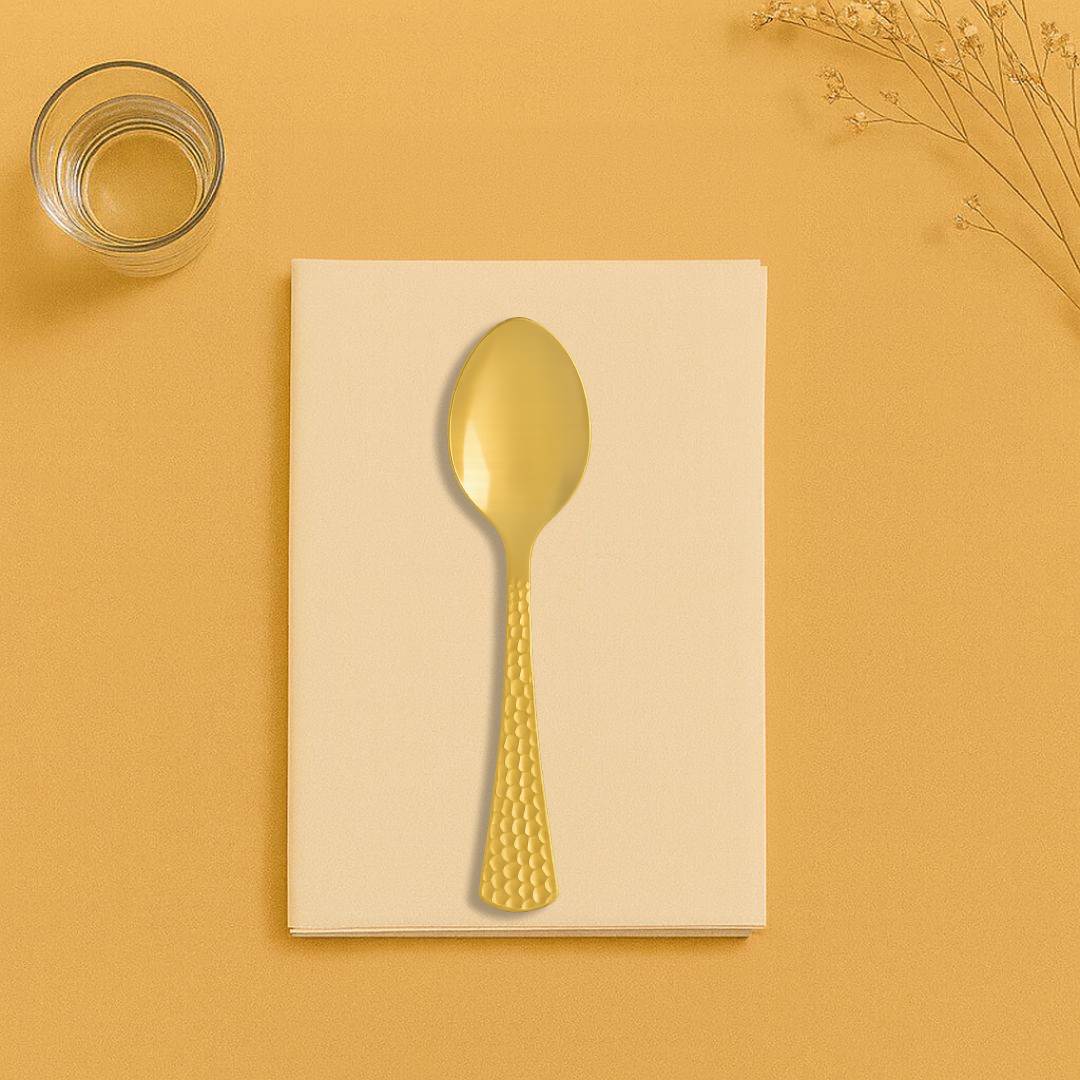 Hammered Soup Spoons Plastic Flatware- 20 Count