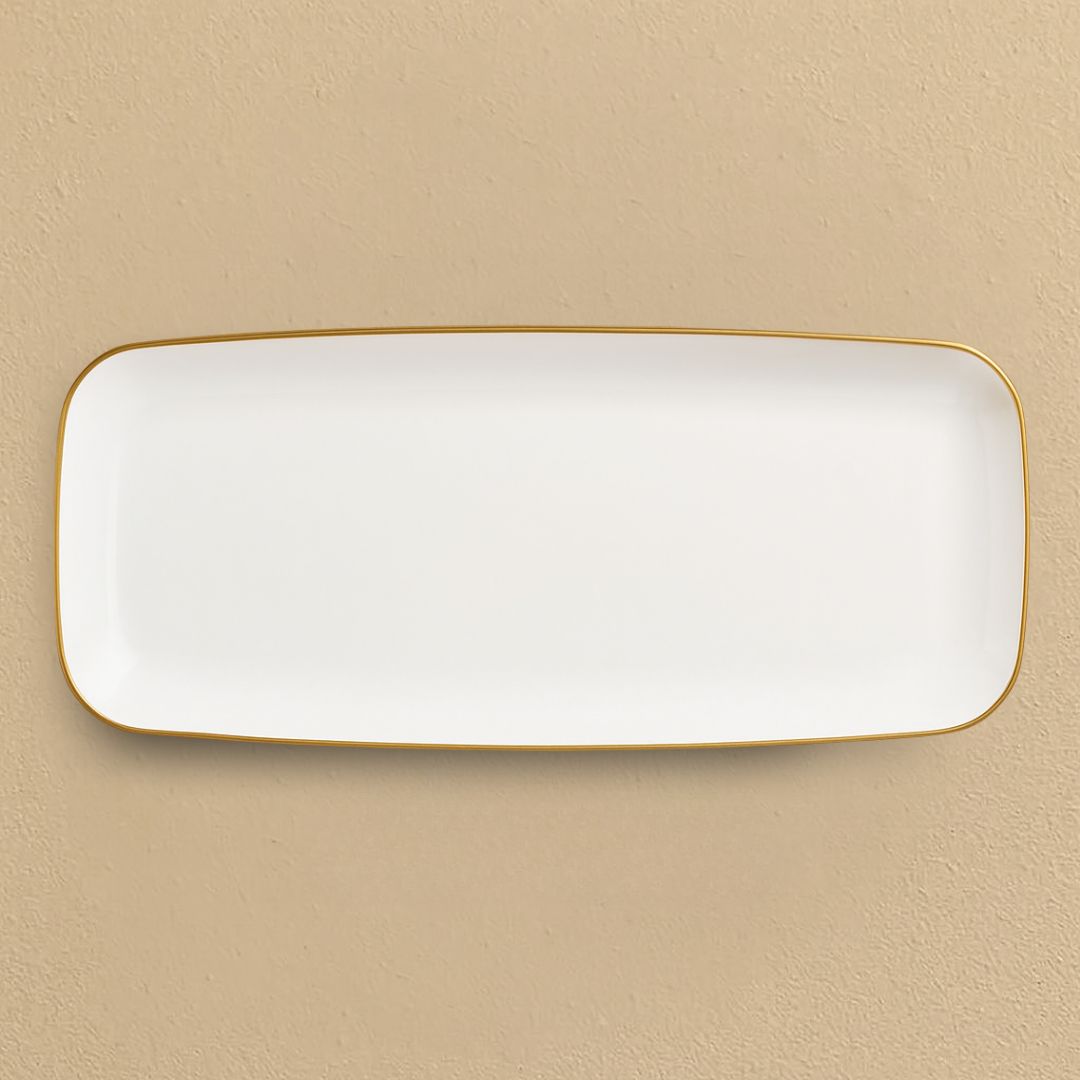 Organic Medium Rectangular Gold Rim Tray