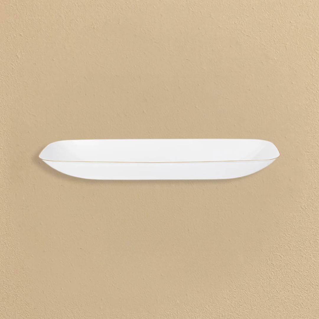 76 oz Organic Salad Bowl Rectangle with Gold Rim