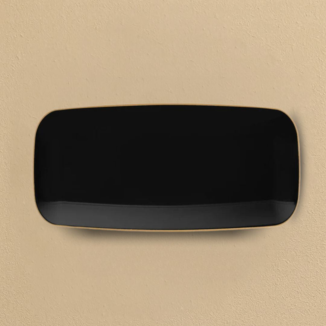 Organic Black Gold Rim Tray Rectangle - 2 Count