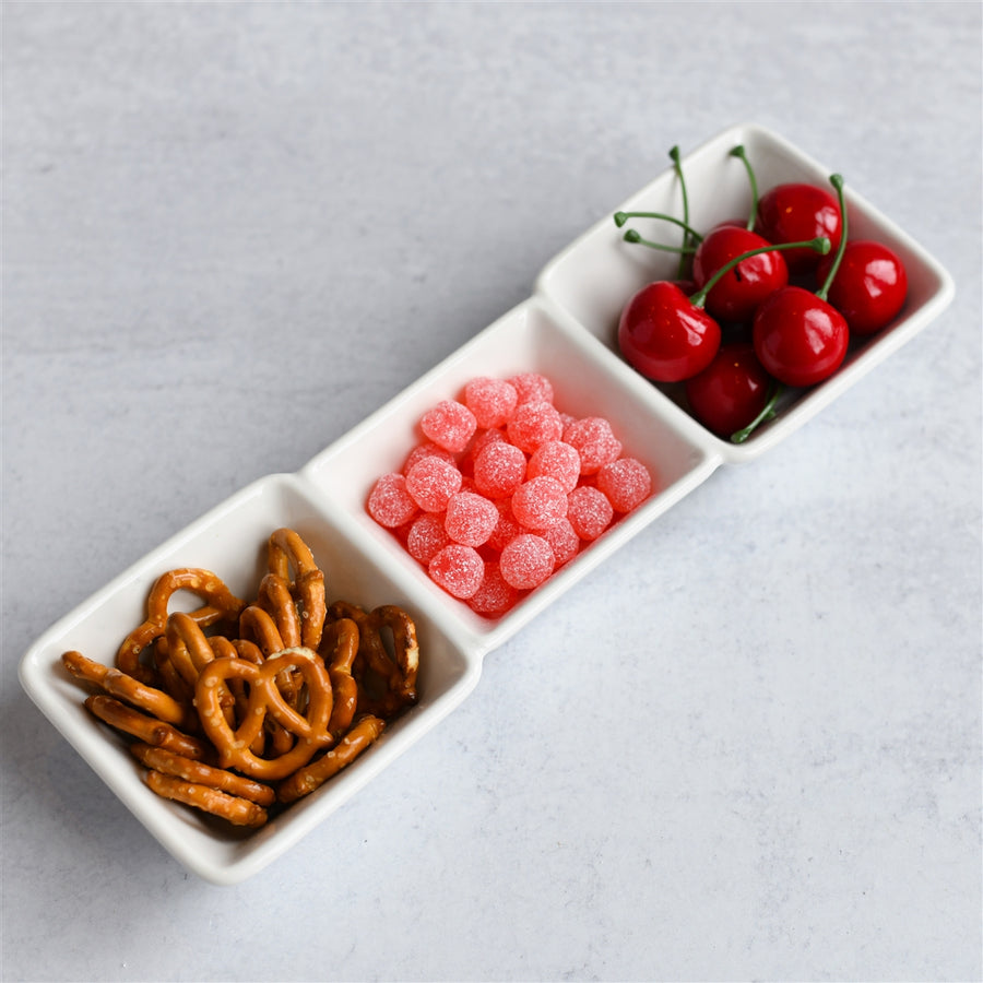 White 3 Section Ceramic Dish - The Closeout Connection