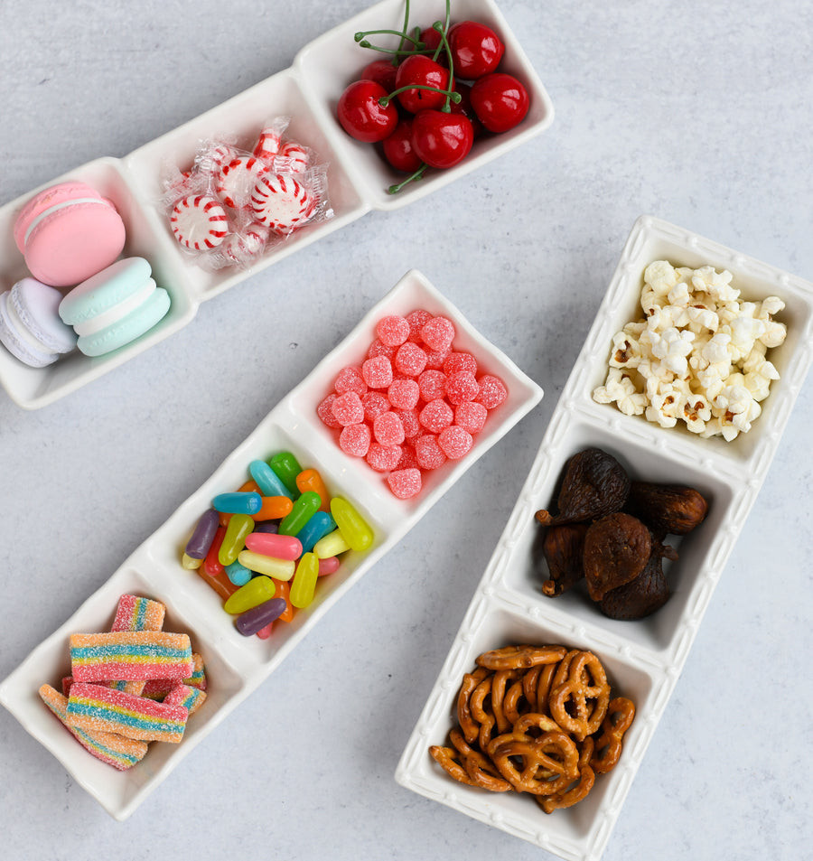 White Three Compartment Ceramic Platter - The Closeout Connection