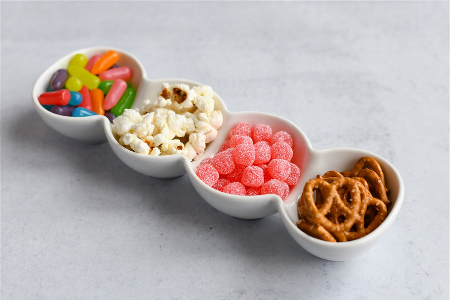 White 4 Round Section Ceramic Dish - The Closeout Connection