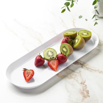 White rectangular serving tray with fruit #Color_White
