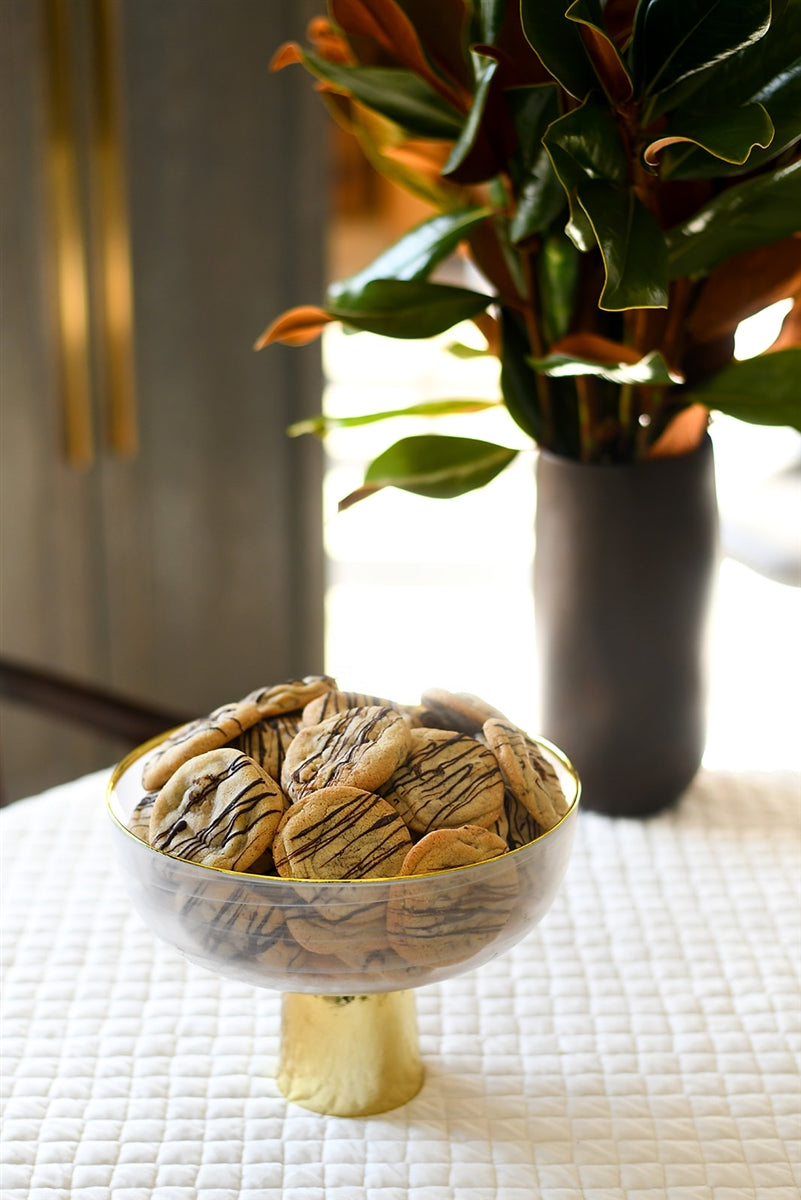 Glass Alabaster Bowl with Gold Stand