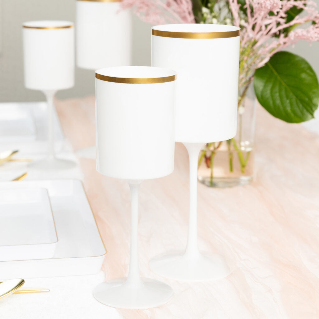 Square Wine Glass with Gold Rim - 5 Count
