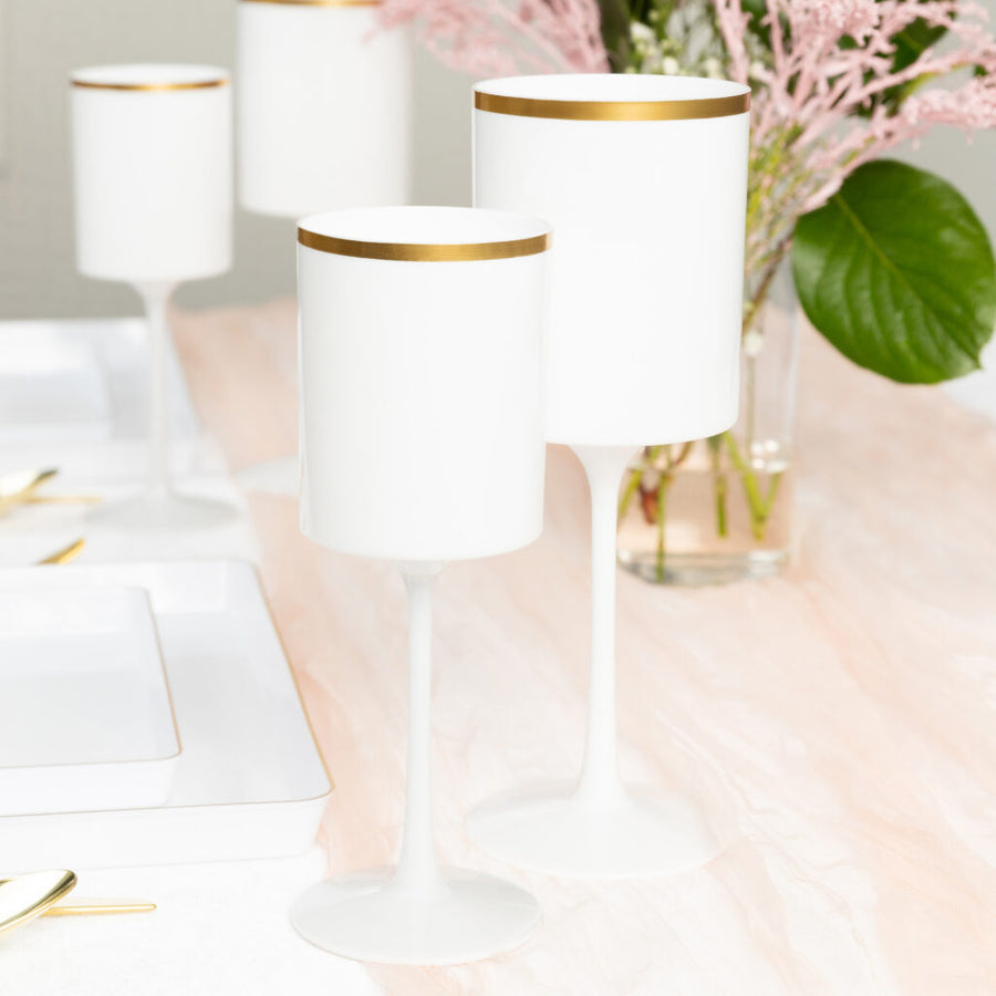 Square Wine Glass with Gold Rim - 5 Count - The Closeout Connection