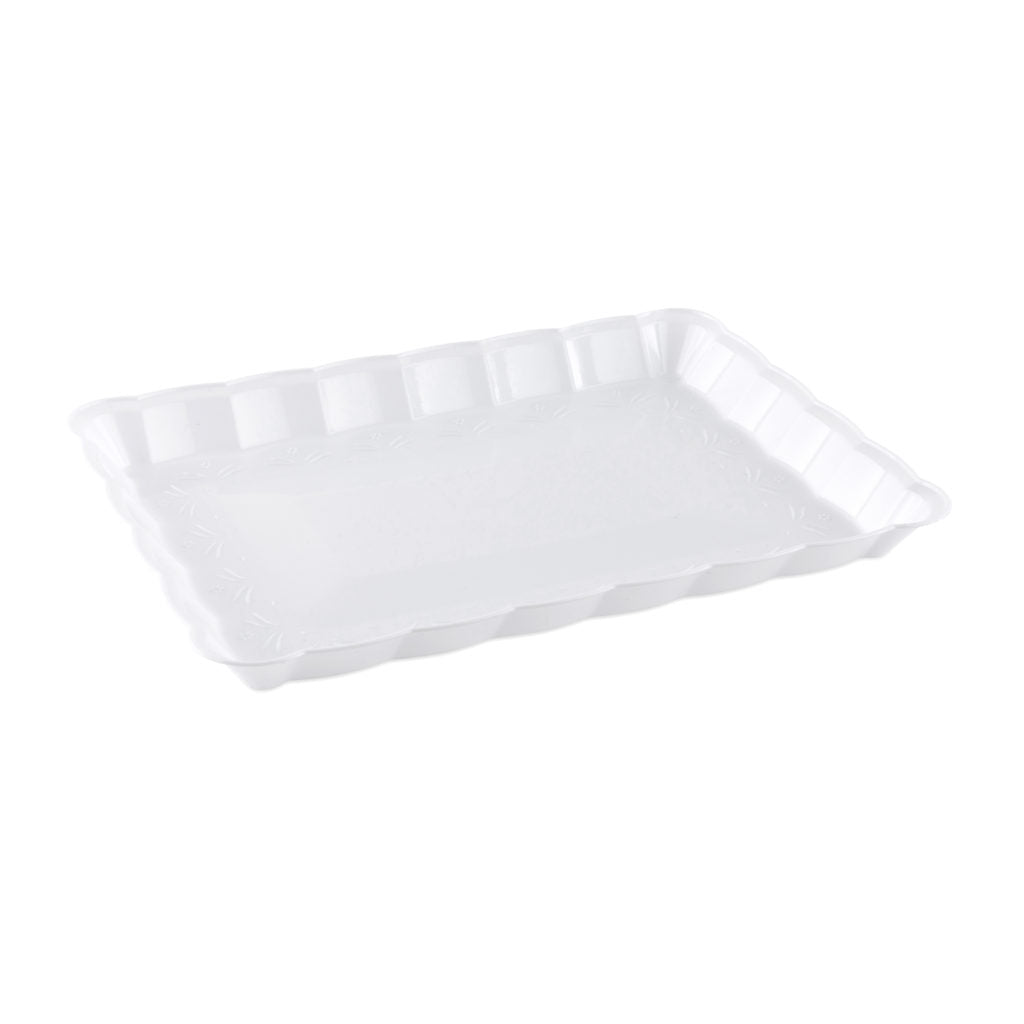 Scalloped White Tray - The Closeout Connection#Color_White-Scalloped