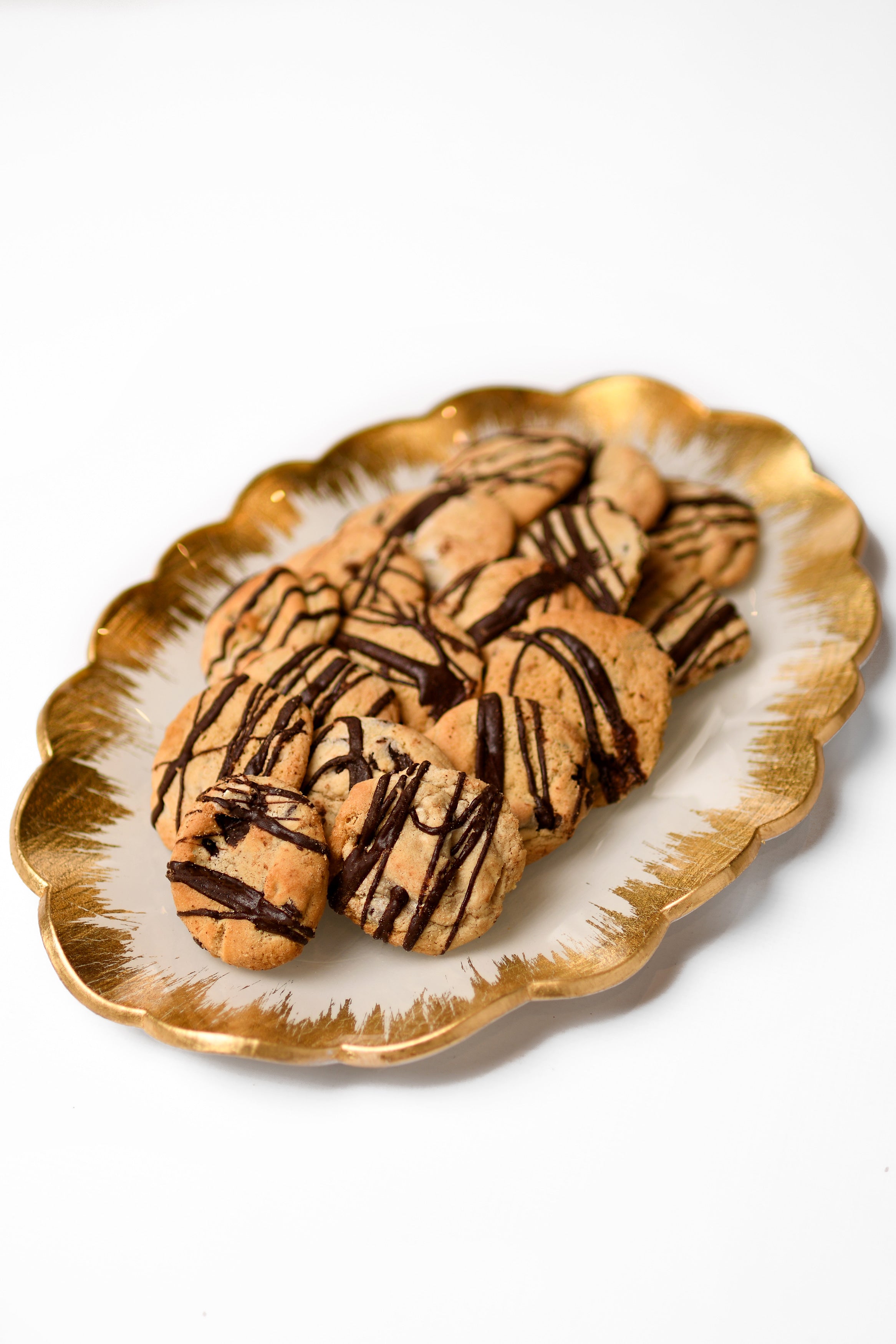 Oval White Glass Tray with Gold Rim