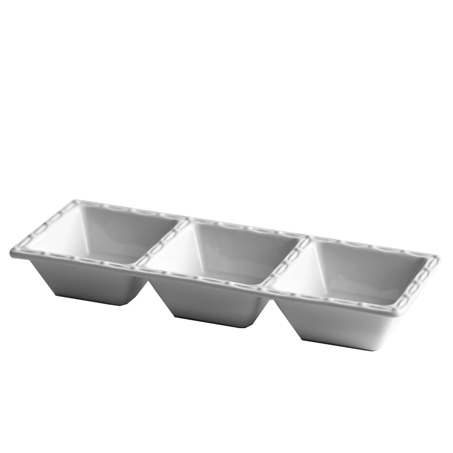 White Three Compartment Ceramic Platter - The Closeout Connection