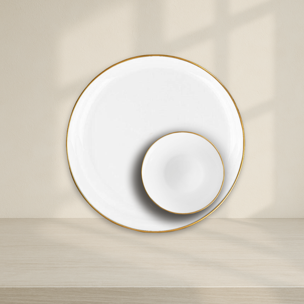 White/Gold Rim- 10 ct