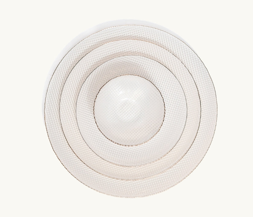 White Houndstooth Glass Dinnerware Collection