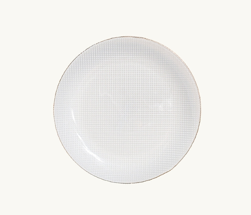 White Houndstooth Glass Dinnerware Collection