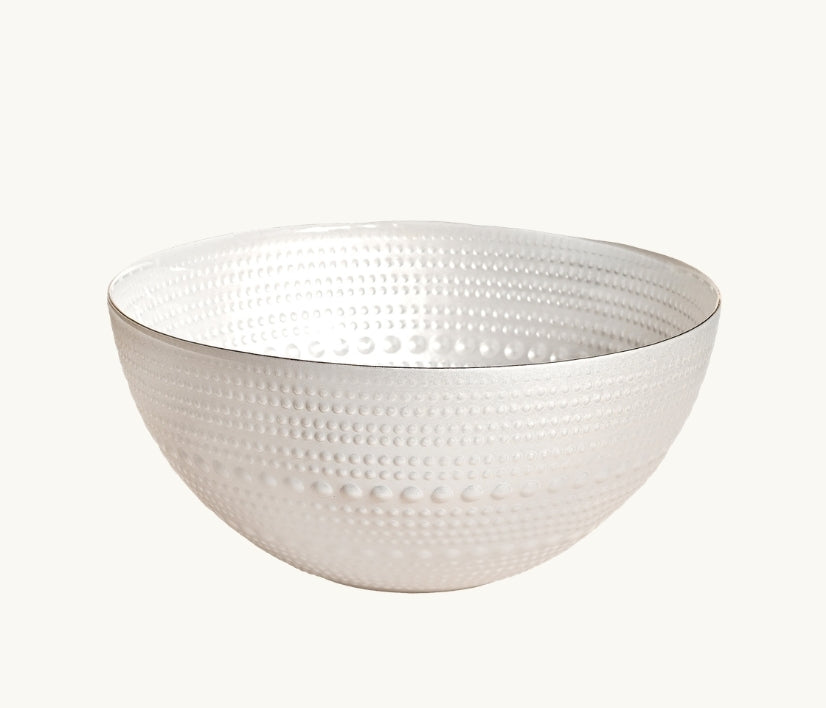 White Pearlized Beaded Glass Dinnerware Collection