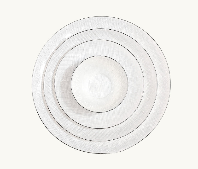 White Sketch Glass Plates & Bowls Collection