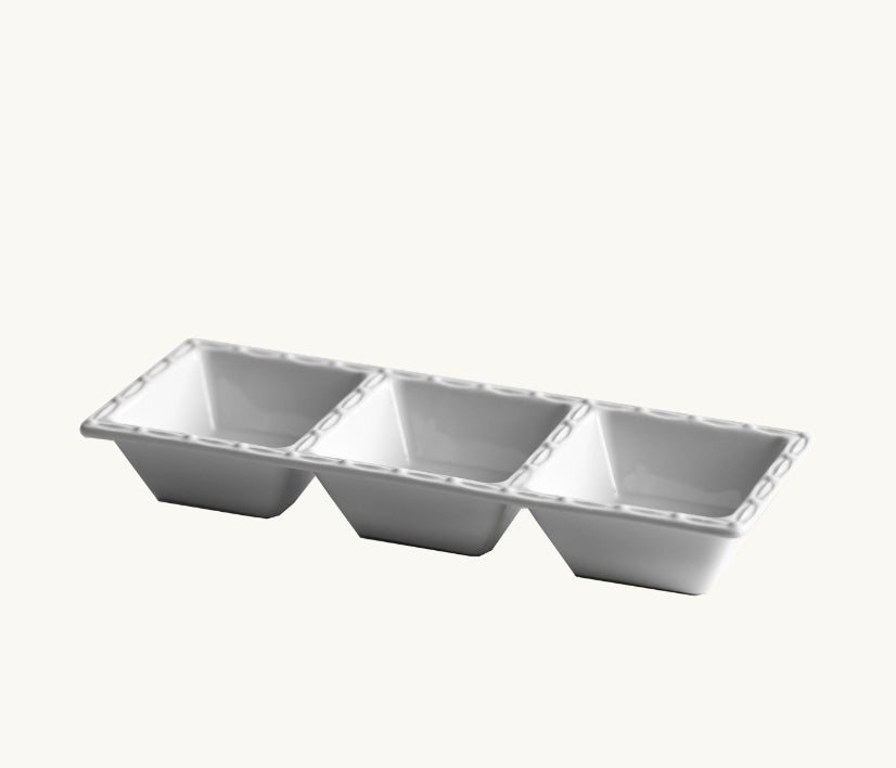 White Three Compartment Ceramic Platter