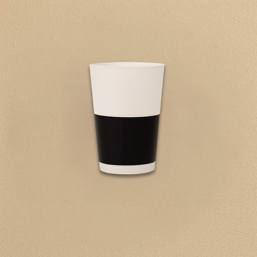 White with Black Band Plastic Round Tumblers- 10 Count