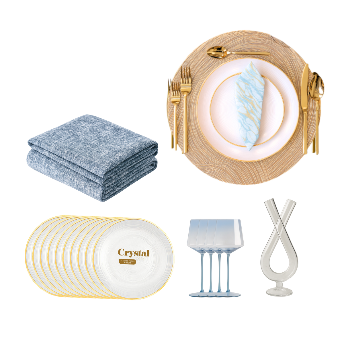 154 Piece Set - Azure Affair Scape 10 Guests