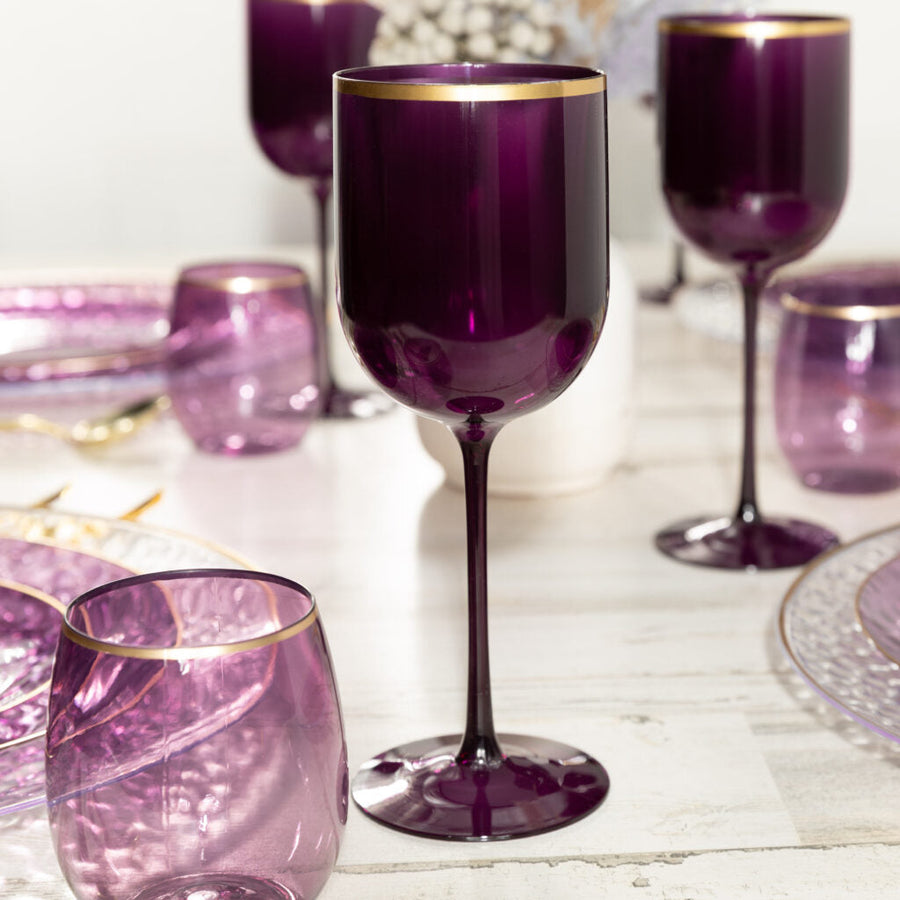 Gold Rim Wine Glasses 12 oz - 5 Count