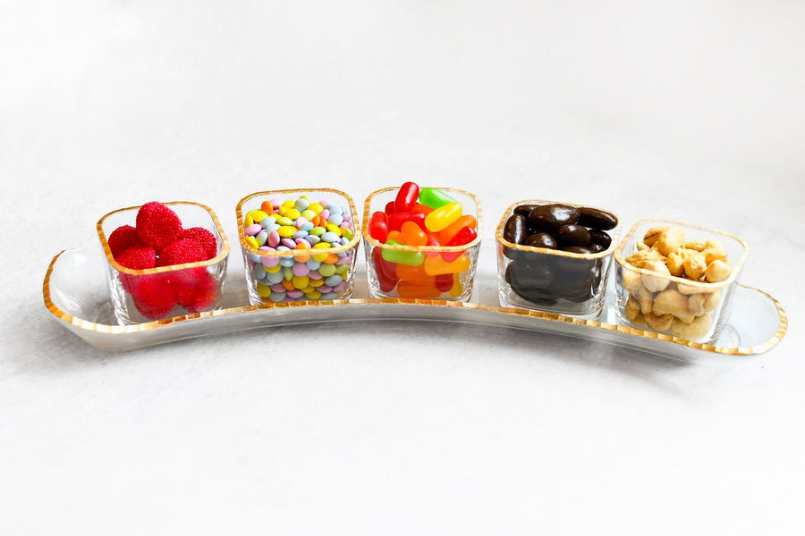 Monte Carlo Gold Rimmed Bowls and Trays - The Closeout Connection