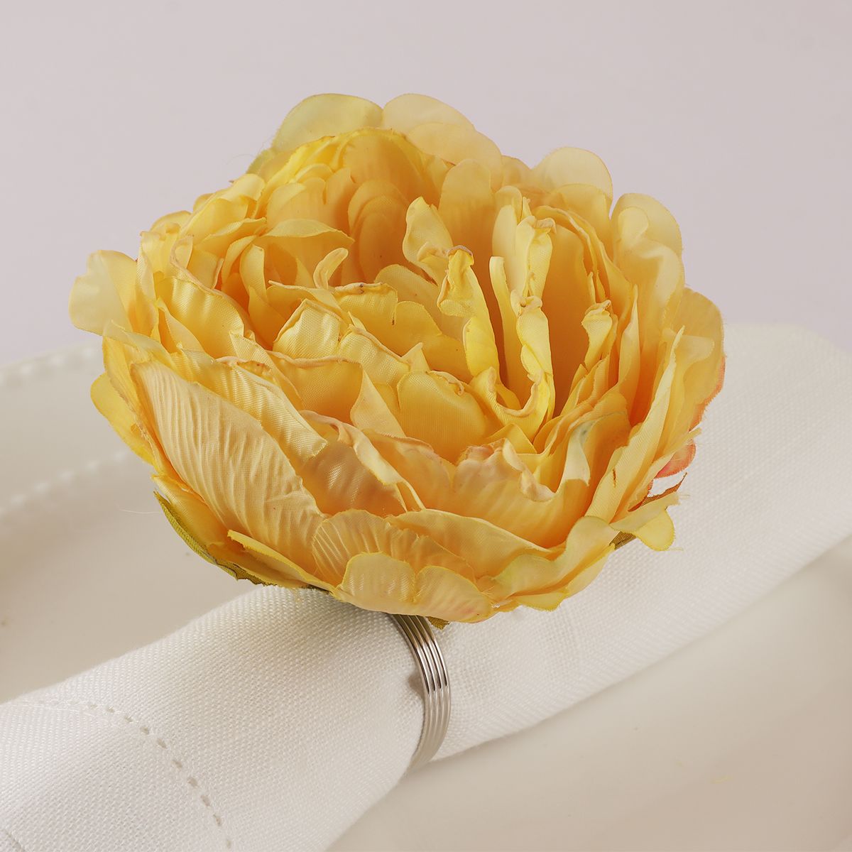 Yellow Flower Napkin Ring - 4 Count