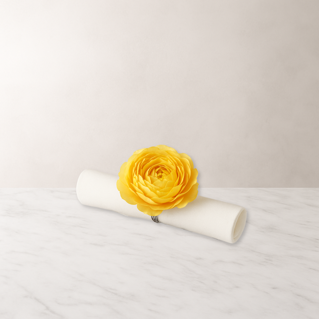 Yellow Flower Napkin Ring - 4 Count