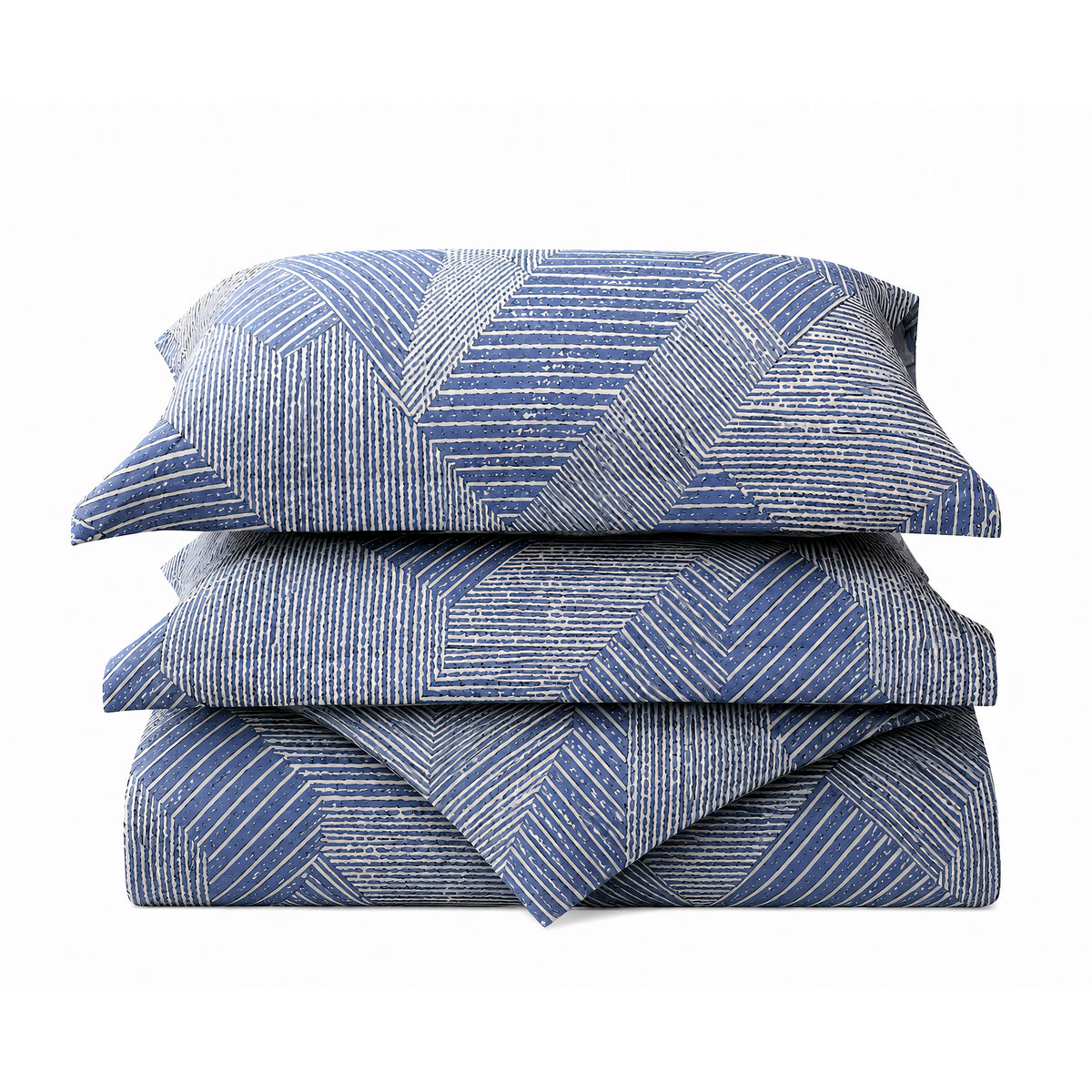Luxe Aberdeen Blue Bedding Set - folded stack