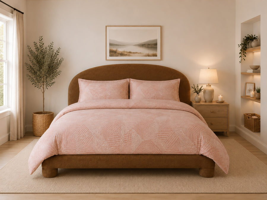 Luxe Aberdeen Pink Bedding Set - on bed