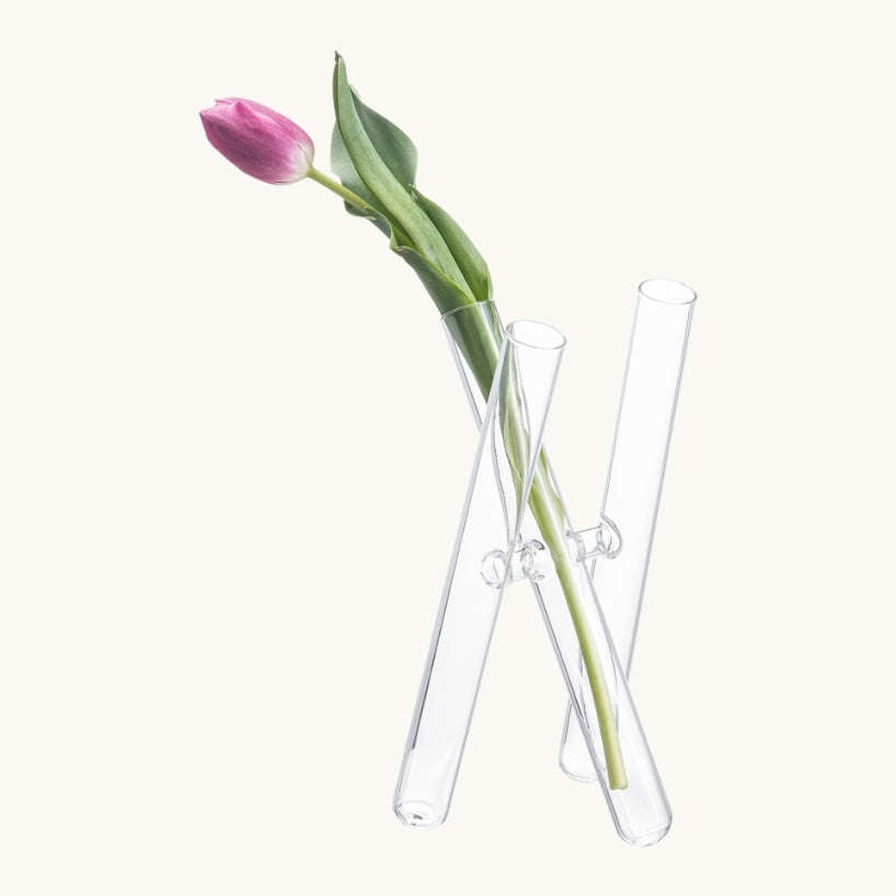 Florence Criss Cross Tube Vase 4.75" High x 8.75" Wide