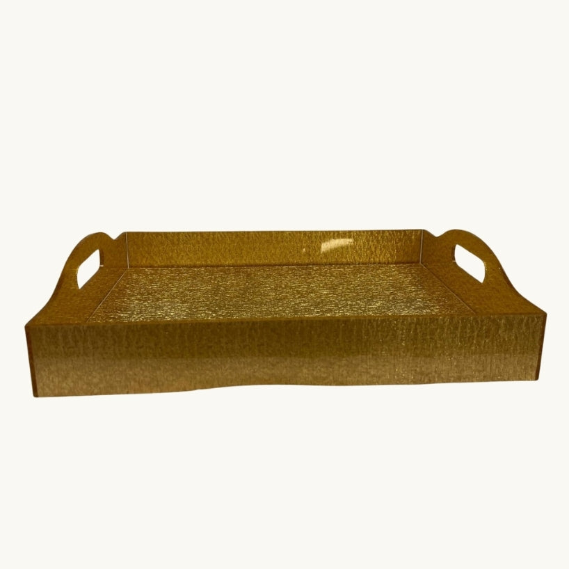 Gold Lucite Tray with Handles 10.2" x 14"