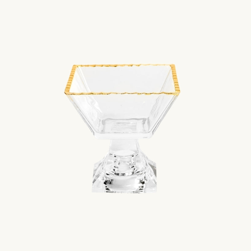 Monte Carlo Square Gold Rimmed Pedestal Dessert Cups - 6 oz