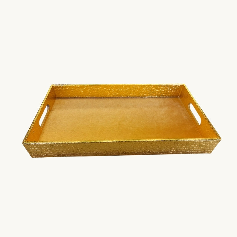 Faux Leather Tray in Gold