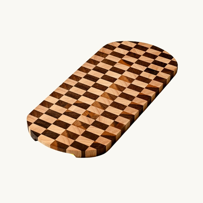 17 Inches - Oval Checkered Wooden Board