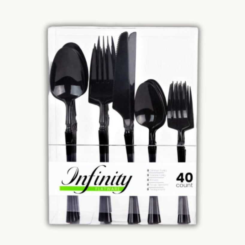 Infinity Flatware Black Combo Set - 40 Count