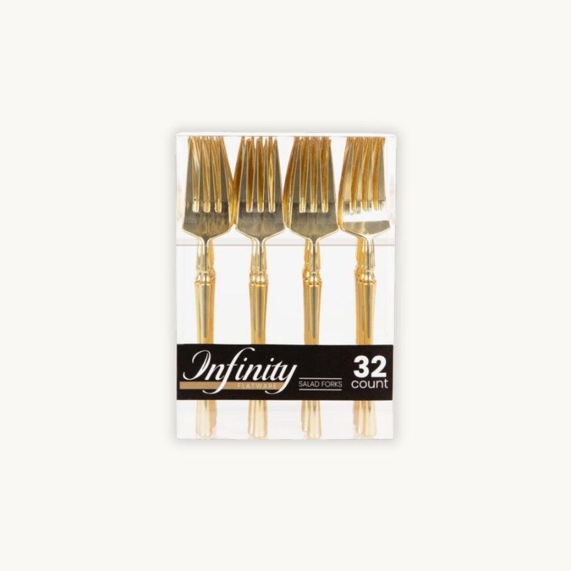 Infinity Flatware Gold Salad Forks - 32 Count