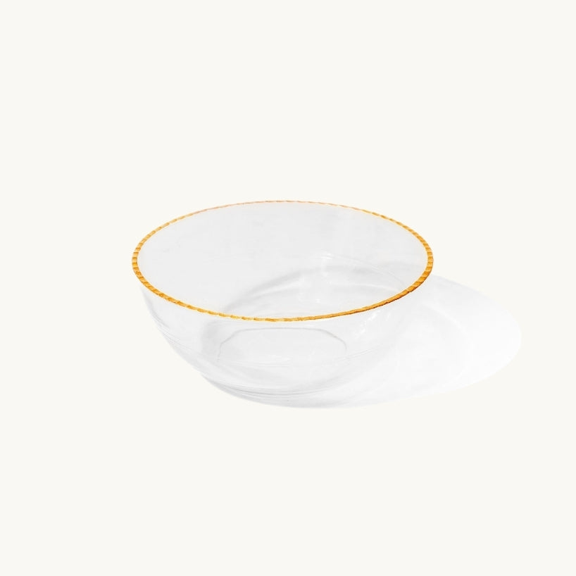 Clear Glass Bowl with Gold Rim 8"