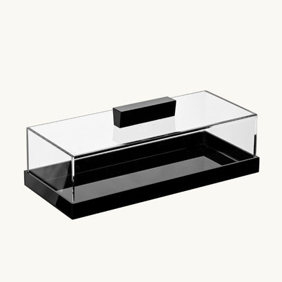Lucite Cake Tray with Black Base and Black Handle