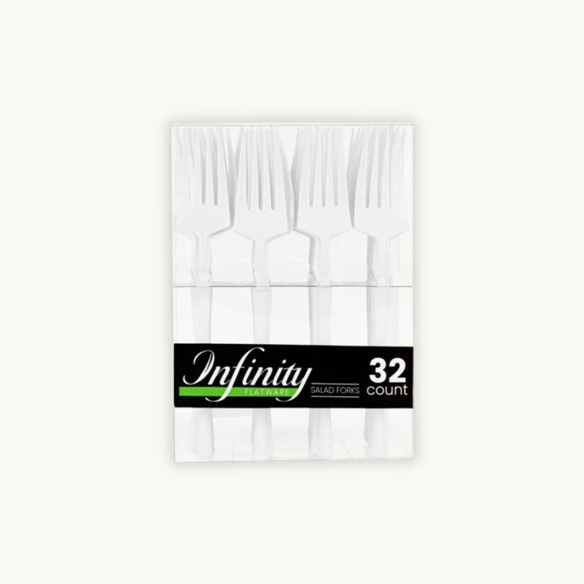 Infinity Flatware White Salad Forks - 32 Count