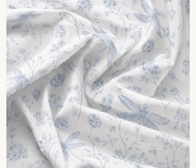 Luxe Dragonfly Garden Blue Bedding Set - 6 Piece