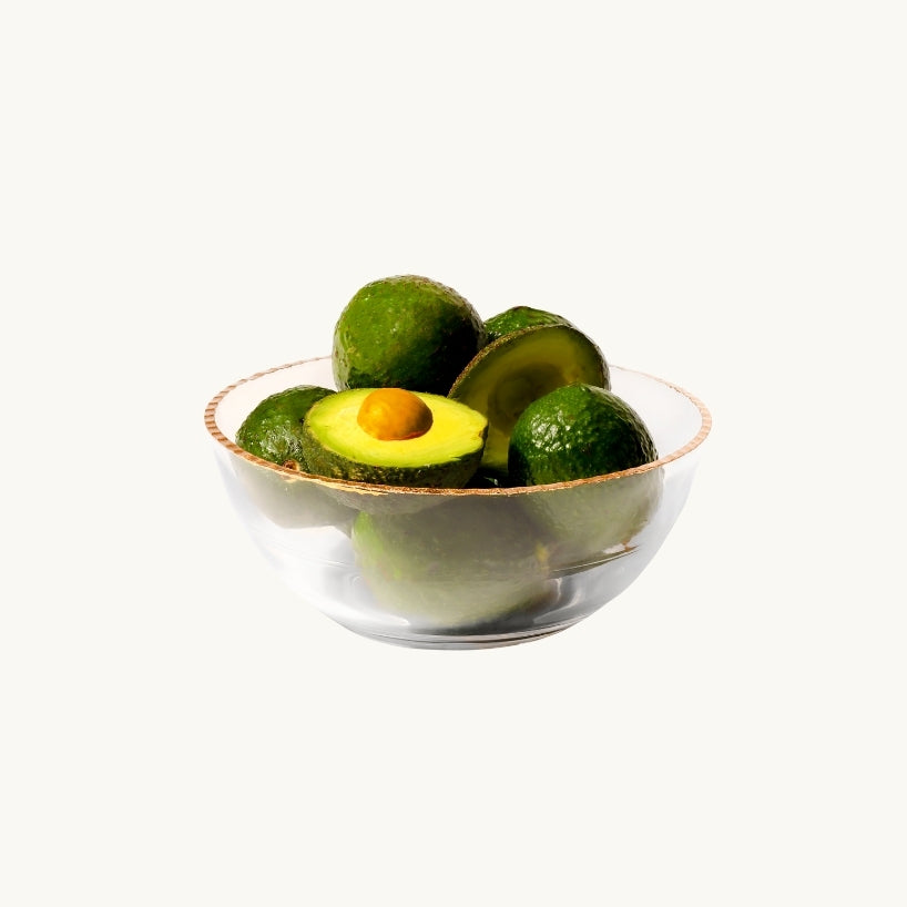 Clear Glass Bowl with Gold Rim 9"
