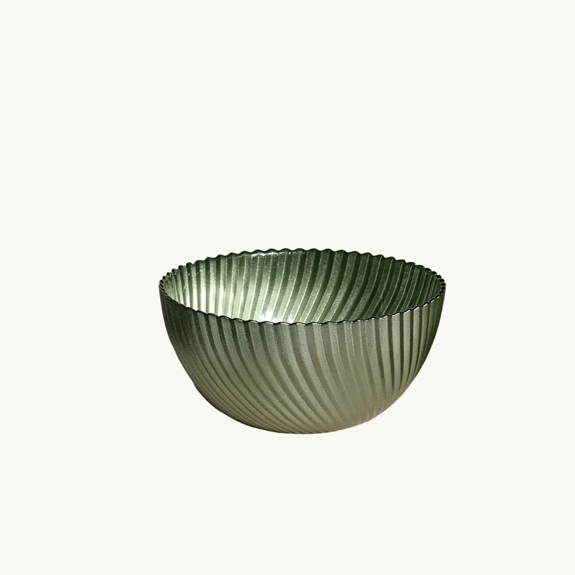 Olive Green Ribbed Glass Dinnerware Collection