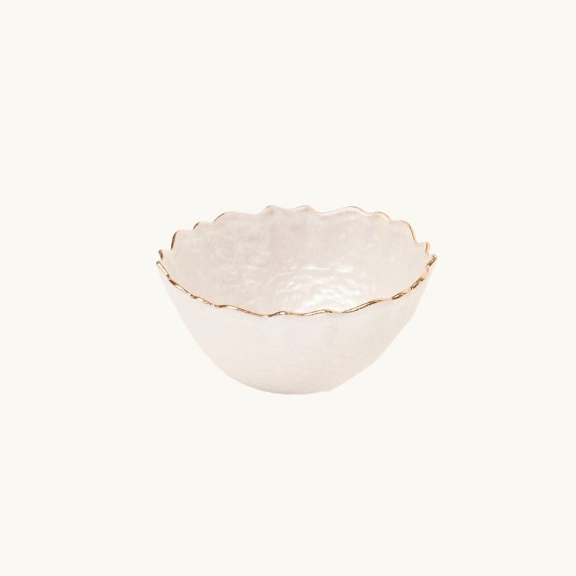 Curved edged Glass Bowl with Gold Rim 13 x 13 x 6 cm