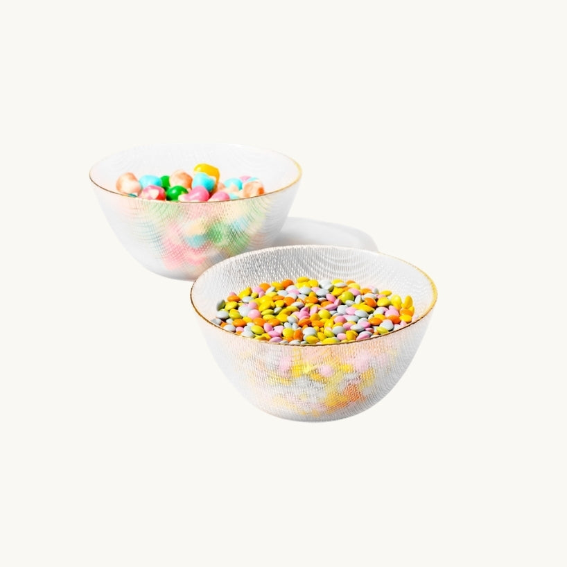 Glass Bowls with Gold Rim 15 x 15 x 7 cm