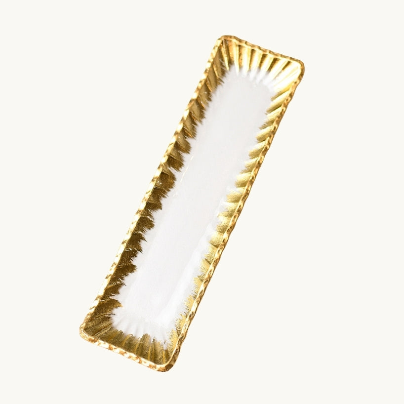 Clear Glass Tray with Gold Edges 9"