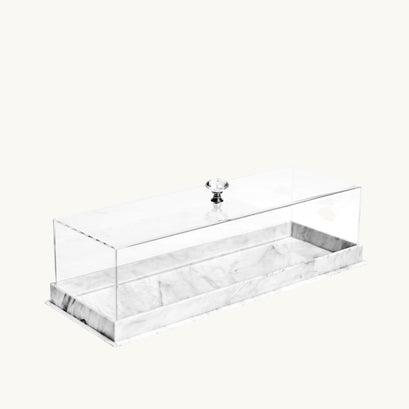 Lucite Cake Tray with Marble Base