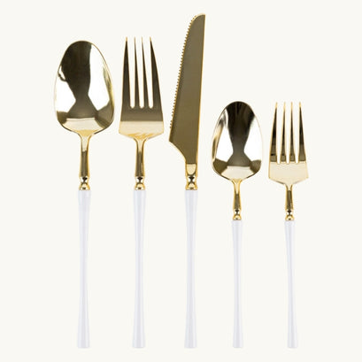 Infinity Flatware Gold and White Collection