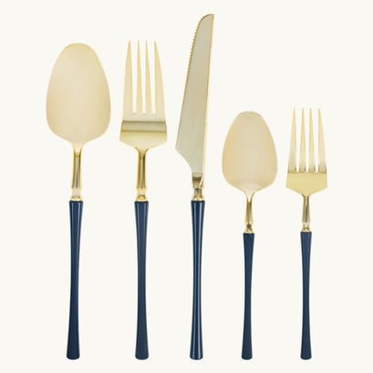 Infinity Flatware Gold and Navy Collection